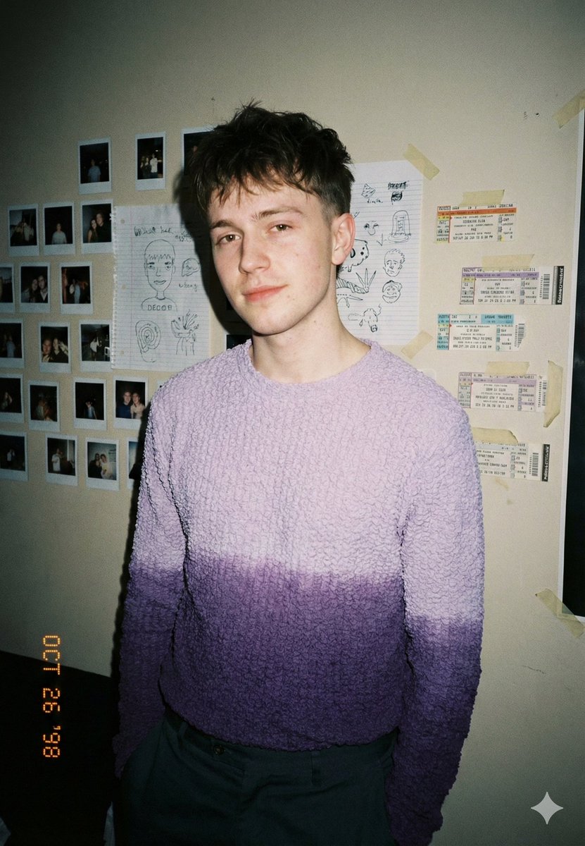 Analog-Inspired Male Portrait with Hard Flash Prompt