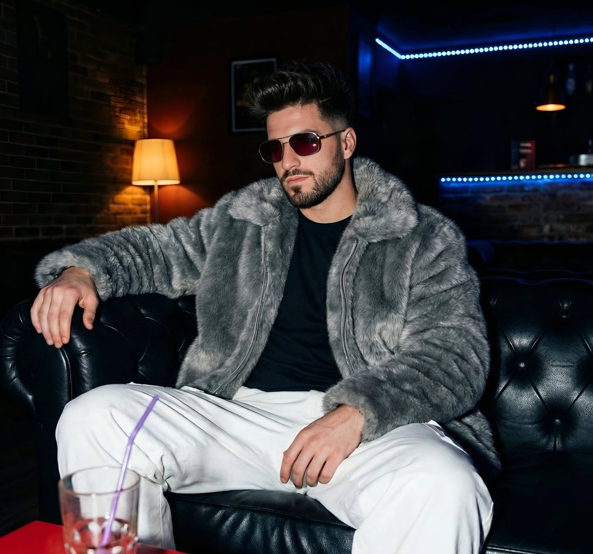 Cinematic Nightclub Portrait with Neon Lights Prompt