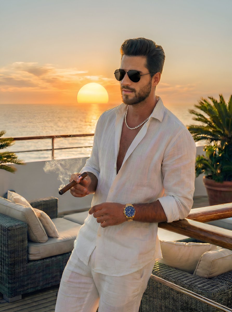 Cinematic Golden Hour Portrait on a Luxury Yacht