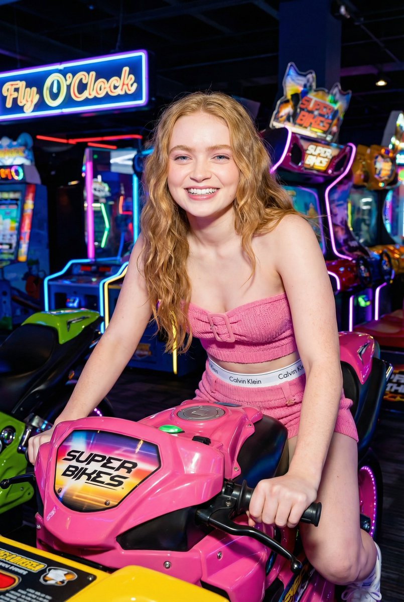 Vibrant Arcade Portrait with Neon Lighting