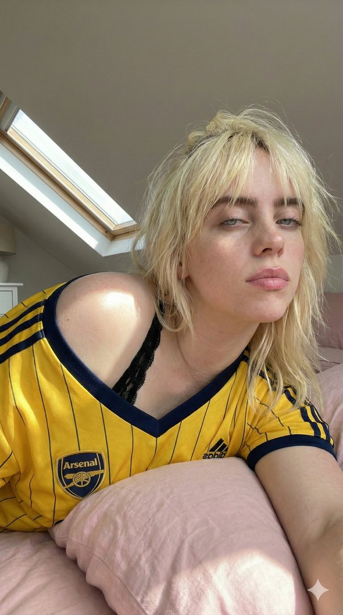 Candid Selfie in Soccer Jersey in an Attic Bedroom