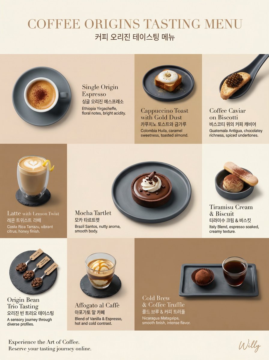 Luxury Coffee Tasting Menu Layout Prompt
