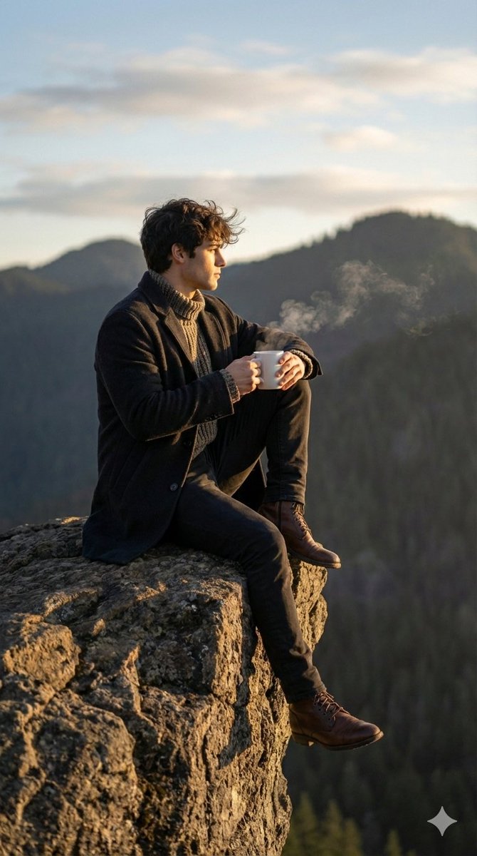 Cinematic Sunrise Portrait on a Cliff Edge