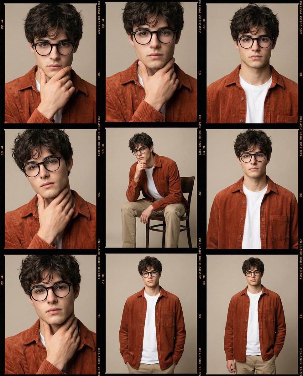 High-Fidelity Editorial Contact Sheet Portrait Session