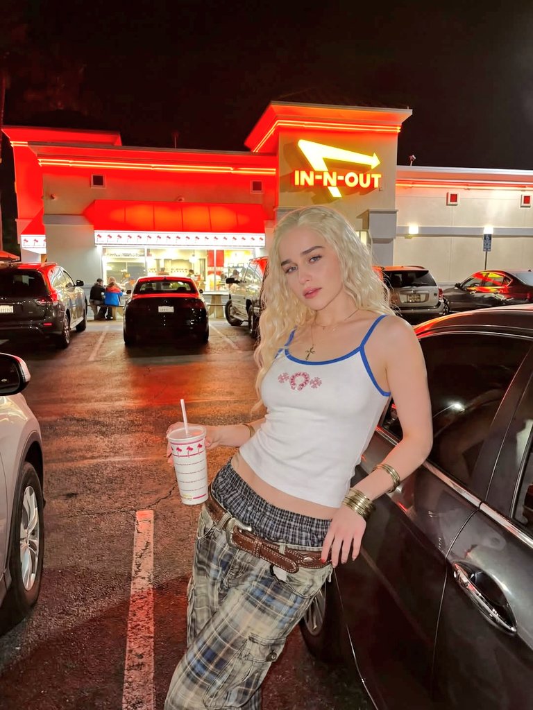 Y2K Night Photo of Emilia Clarke at In-N-Out