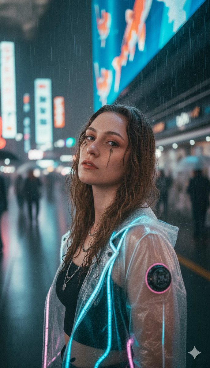Cyberpunk Realism Portrait in Shinjuku Rain 2