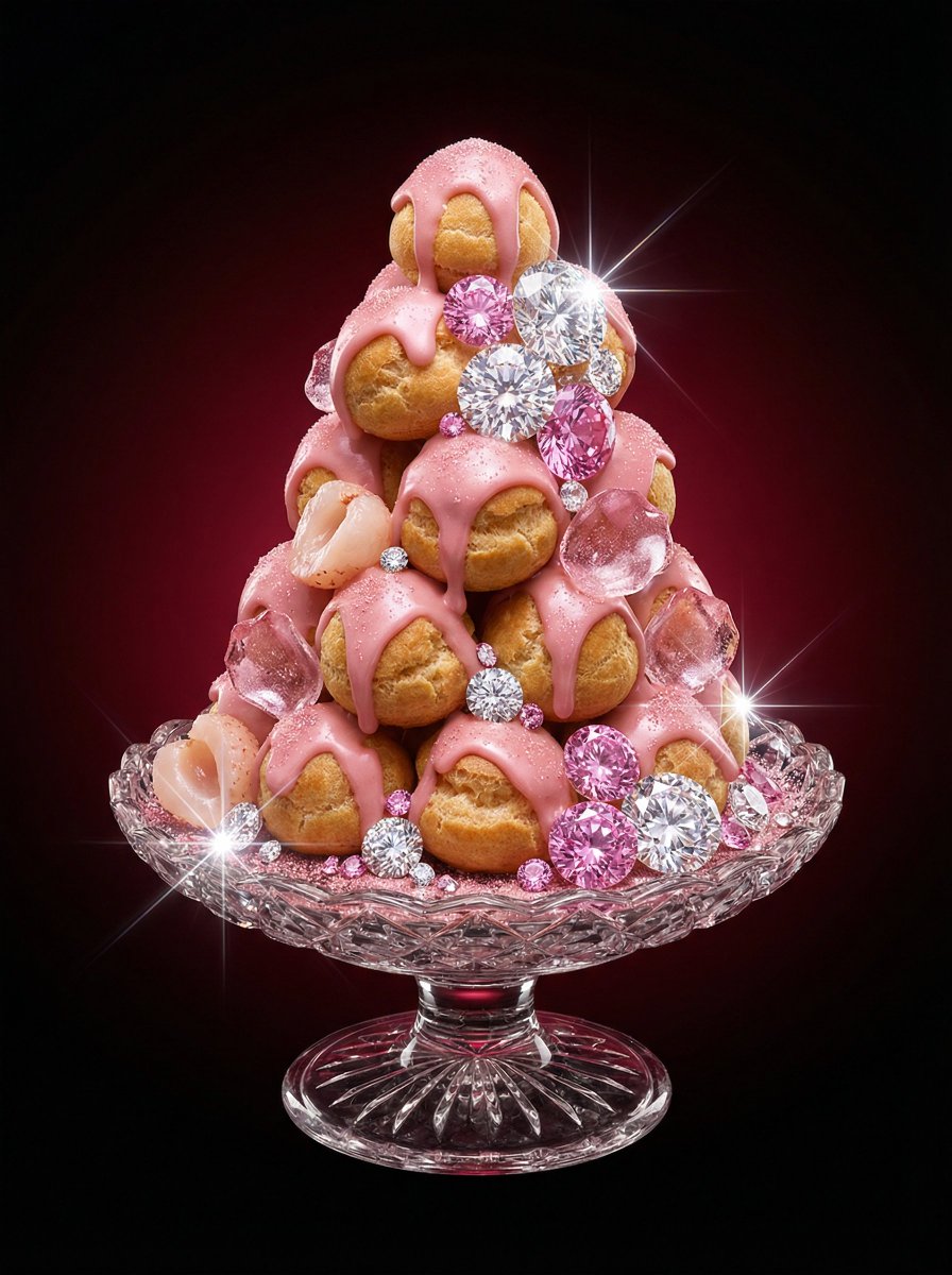 Luxury Dessert Still Life with Diamonds and Molten Center