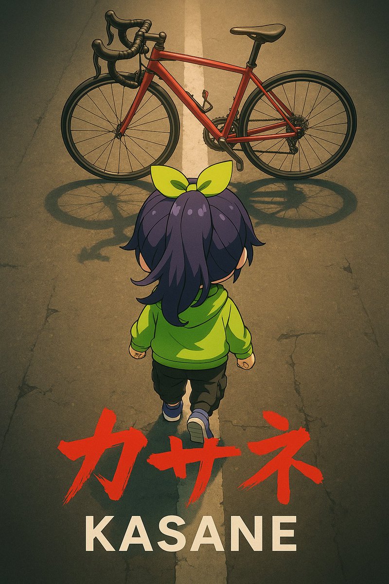 Anime Movie Poster Prompt: Chibi Character and Road Bike