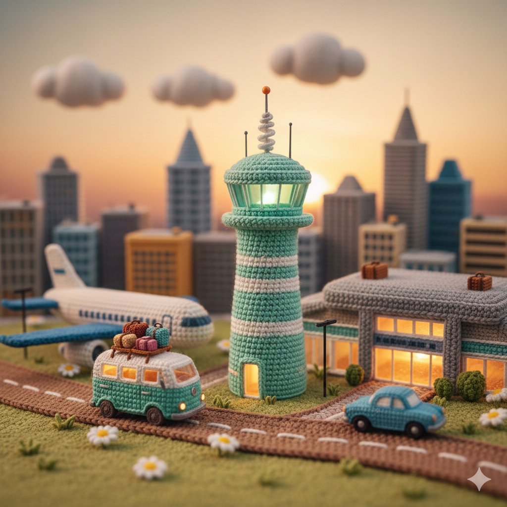 Crocheted Miniature Airport Diorama Prompt