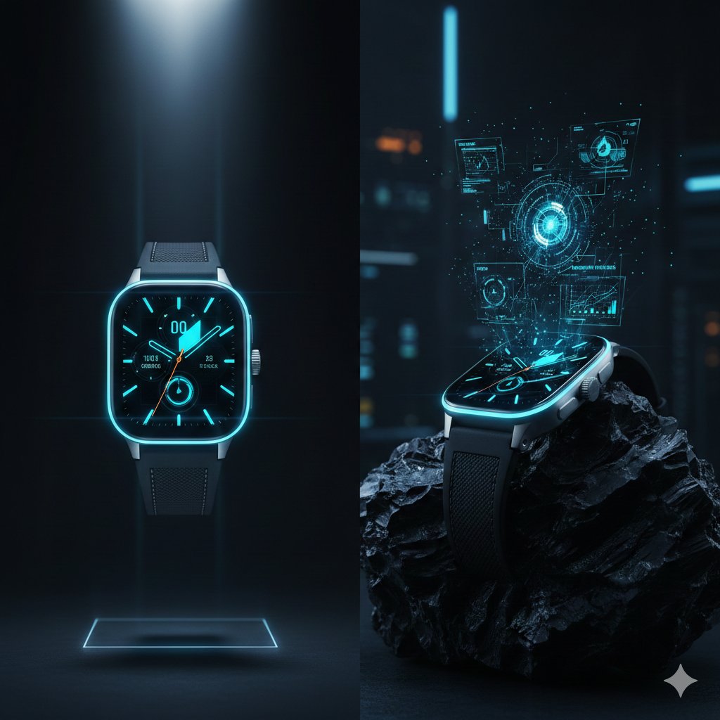 Cyber-Luxury Smartwatch Product Grid Prompt