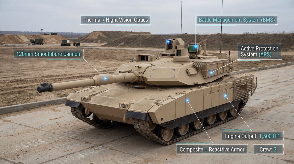 Infographic / Edu Visual - Modern Combat Tank Infographic Prompt - Image 1