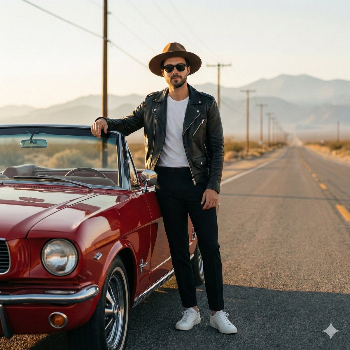 Retro Americana Fashion Portrait with Vintage Car