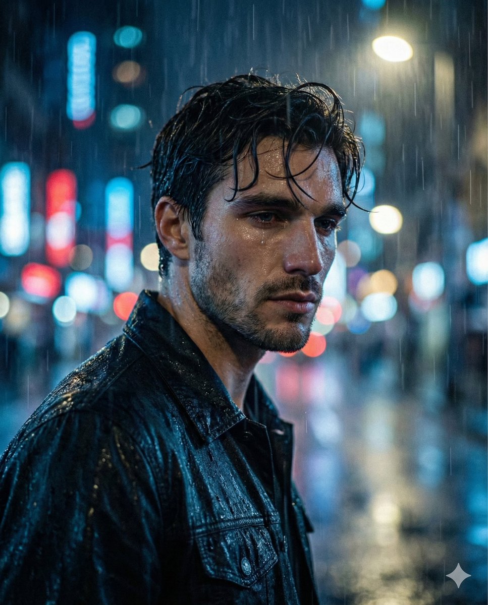 YouTube Thumbnail - Melancholic Sad Boy in the Rain (Reference Face) - Image 1