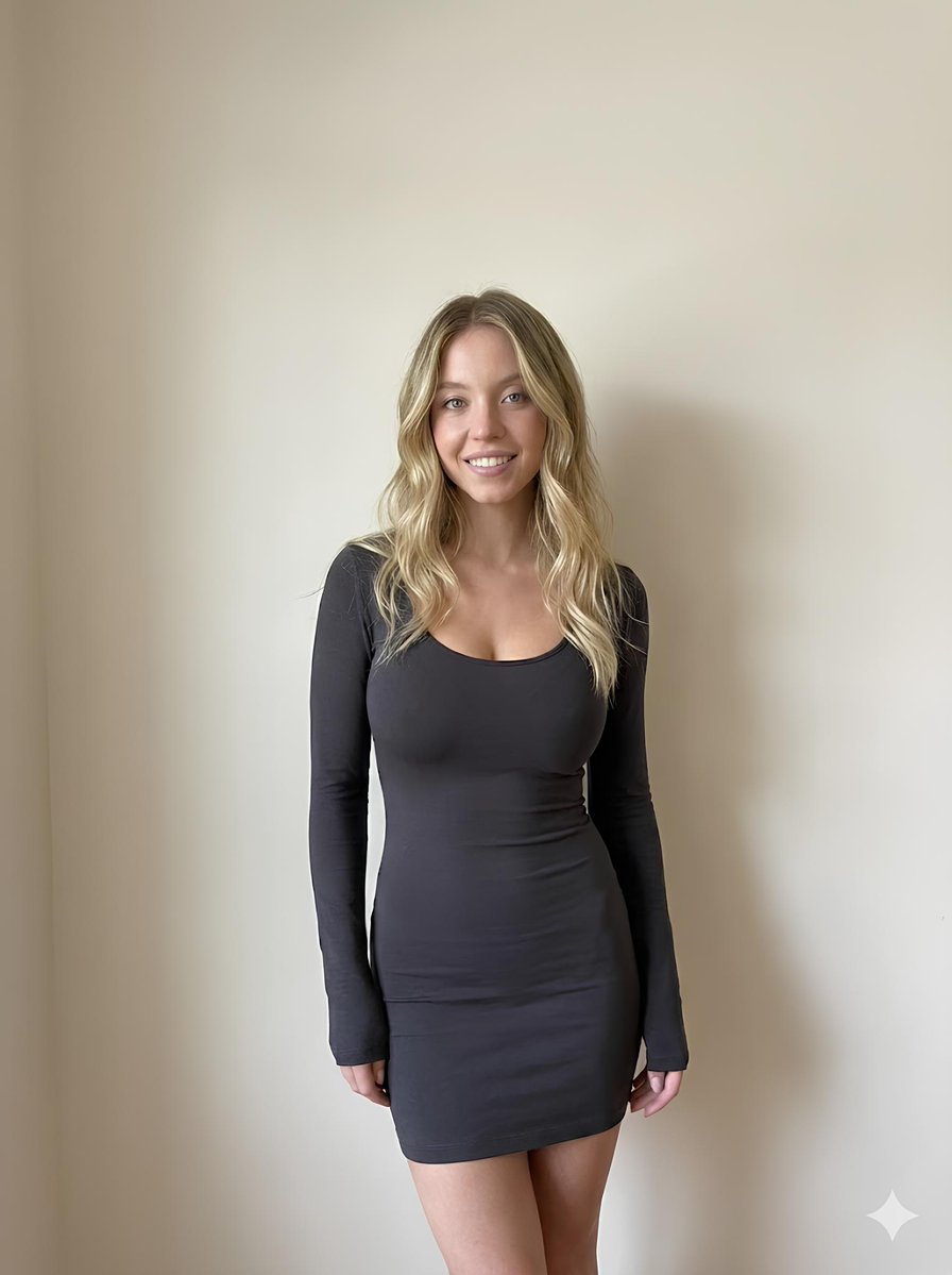 Minimalist Photorealistic Portrait in Mini Dress