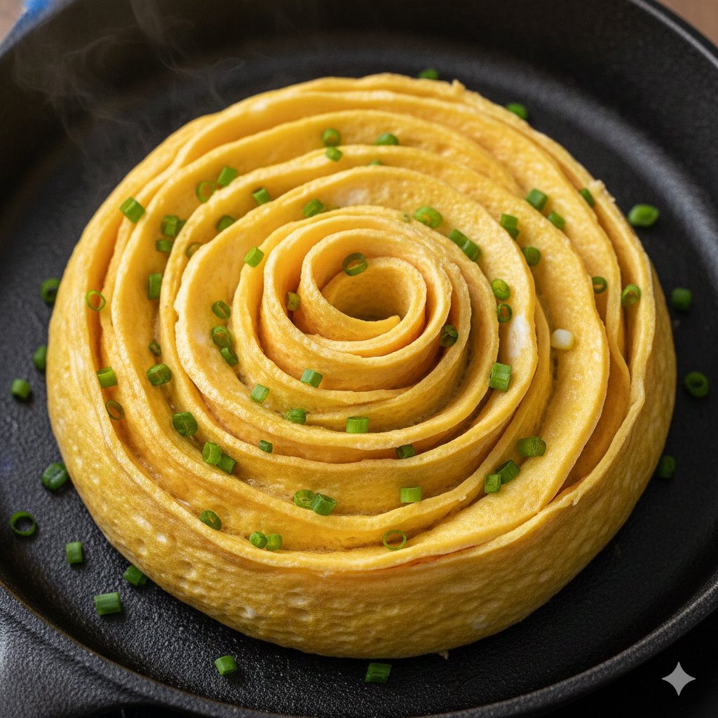 Cinematic Close-Up of Rose-Shaped Tamagoyaki