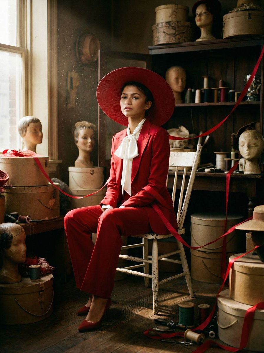 Zendaya Crimson Archive Fashion Editorial Prompt