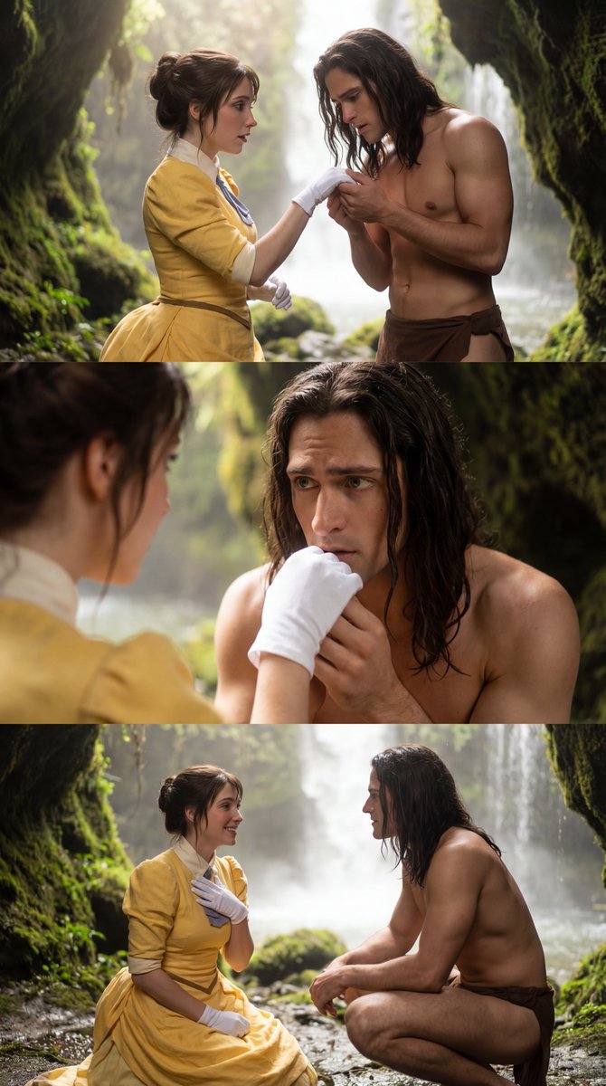 Tarzan and Jane Cosplay Waterfall Triptych Prompt