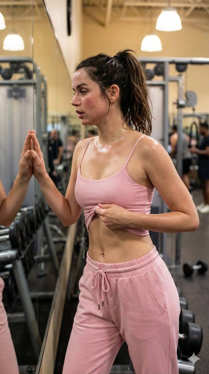Ana de Armas exhausted at the gym portrait 3
