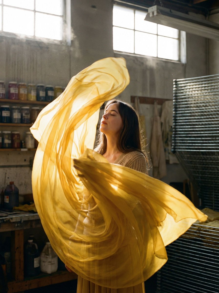 Product Marketing - Surreal Fashion Portrait in a Textile Dye Workshop - Image 1