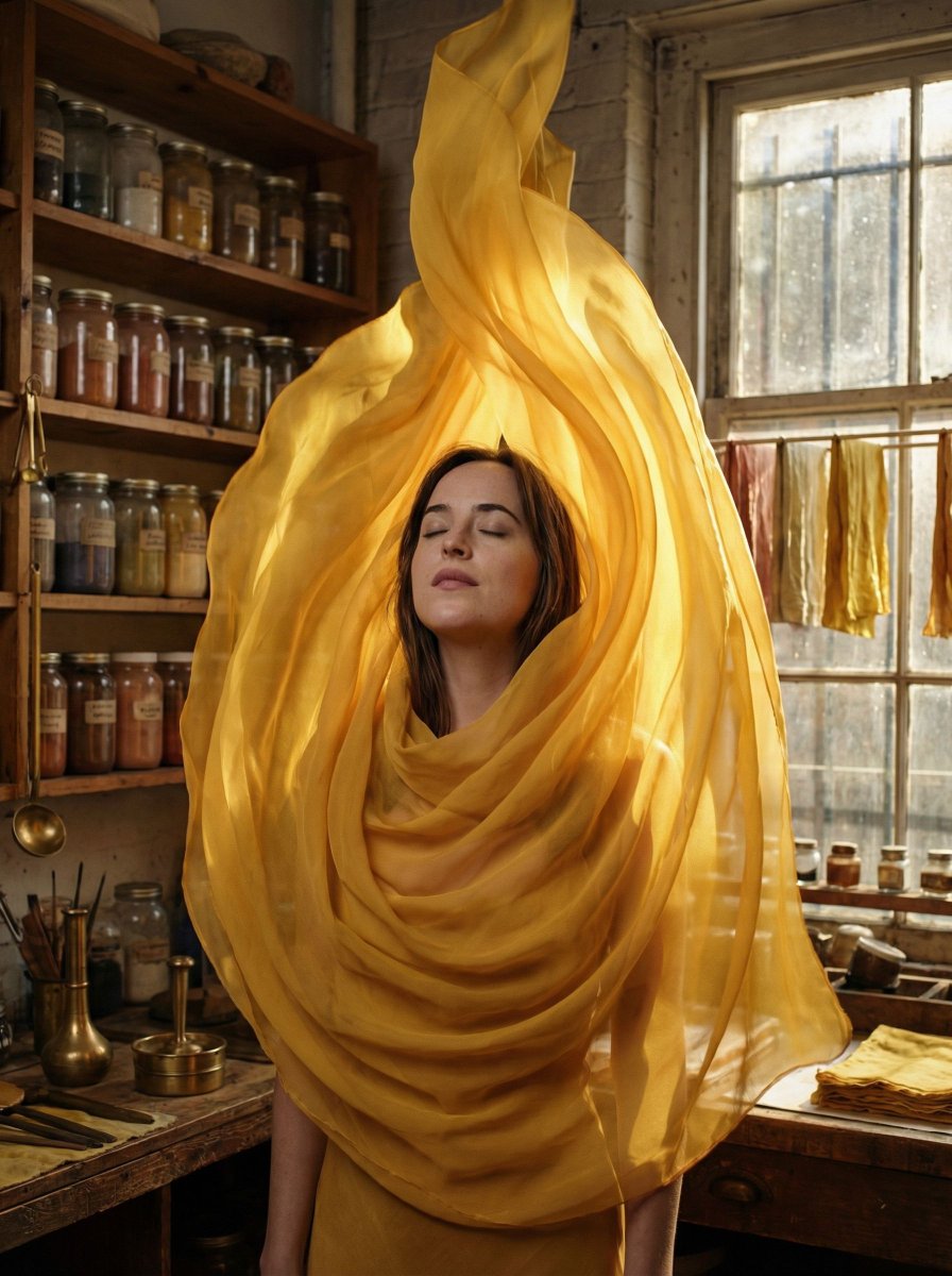 Product Marketing - Surreal Fashion Portrait in a Textile Dye Workshop - Image 2