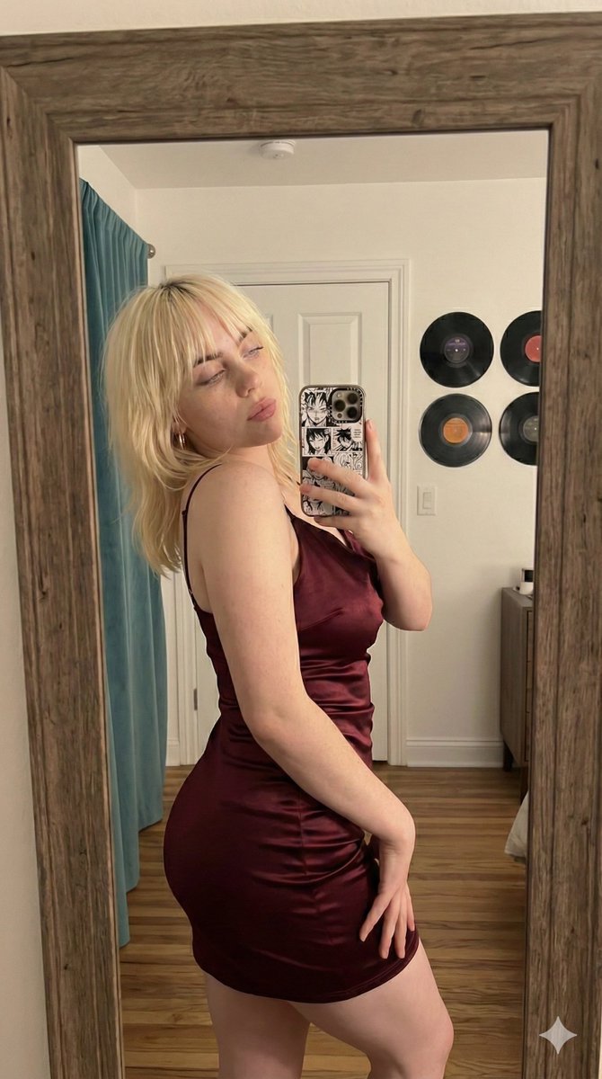 Profile / Avatar - Photorealistic Mirror Selfie in Satin Dress - Image 1