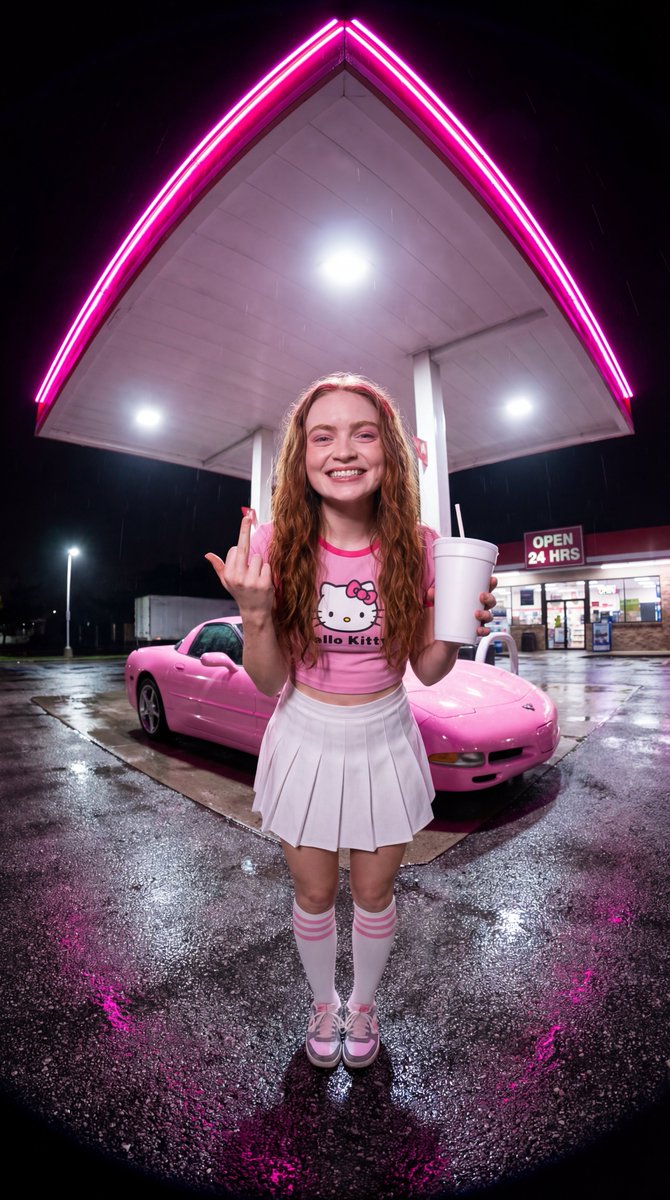 Product Marketing - Sydney Sweeney Neon Gas Station Portrait - Image 2