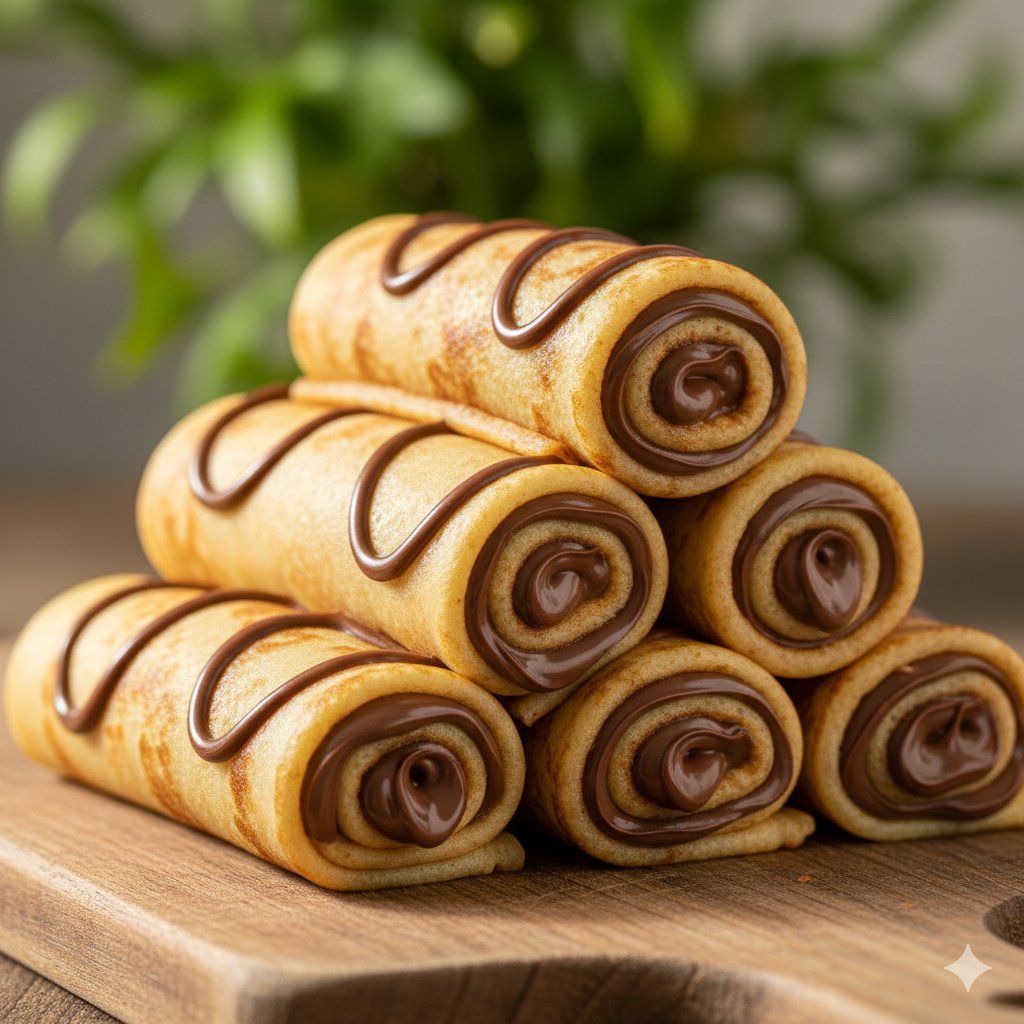 Cinematic Food Ad of Chocolate Crepes