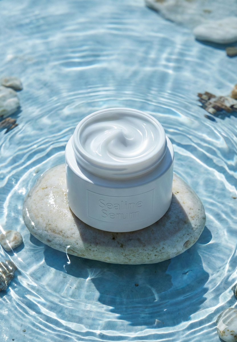 E-commerce Main Image - Luxury Skincare Product Macro Shot in Water - Image 2