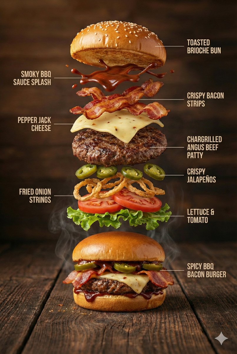 Infographic / Edu Visual - Hyper-Realistic Gourmet Burger Infographic - Image 2