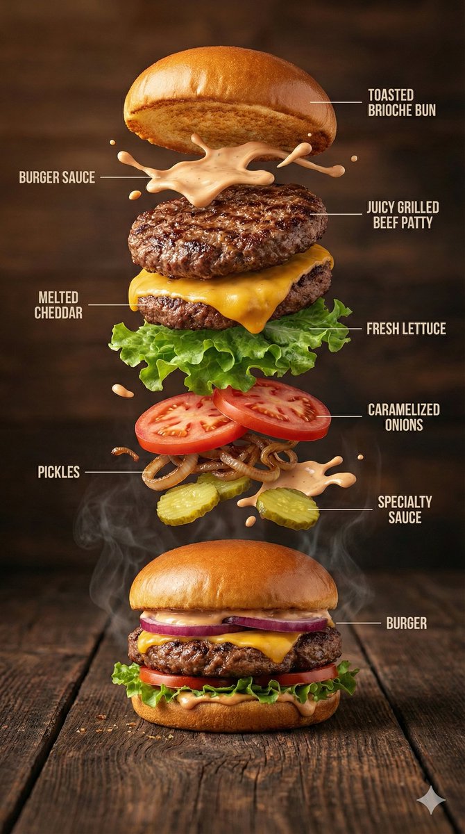Infographic / Edu Visual - Hyper-Realistic Gourmet Burger Infographic - Image 1