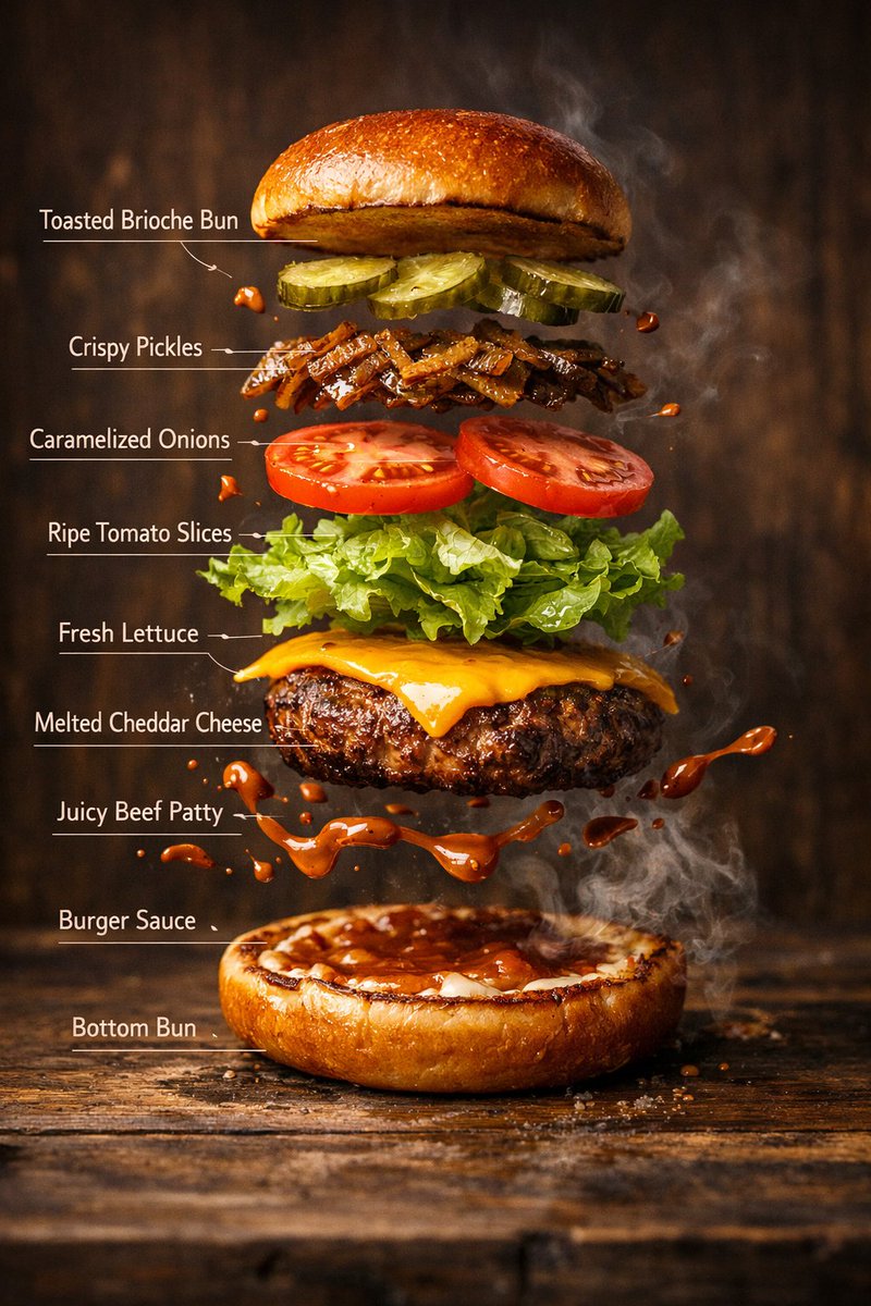 Infographic / Edu Visual - Hyper-Realistic Gourmet Burger Infographic - Image 3