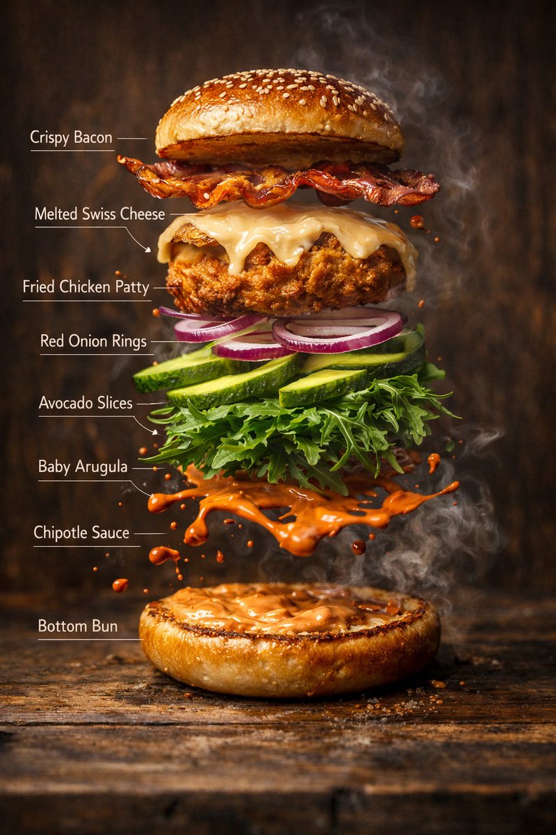 Infographic / Edu Visual - Hyper-Realistic Gourmet Burger Infographic - Image 4