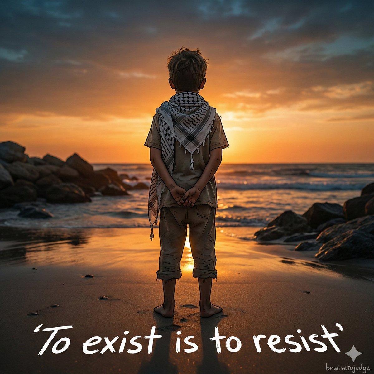 Social Media Post - Emotional Handala-Inspired Palestinian Boy Portrait - Image 1