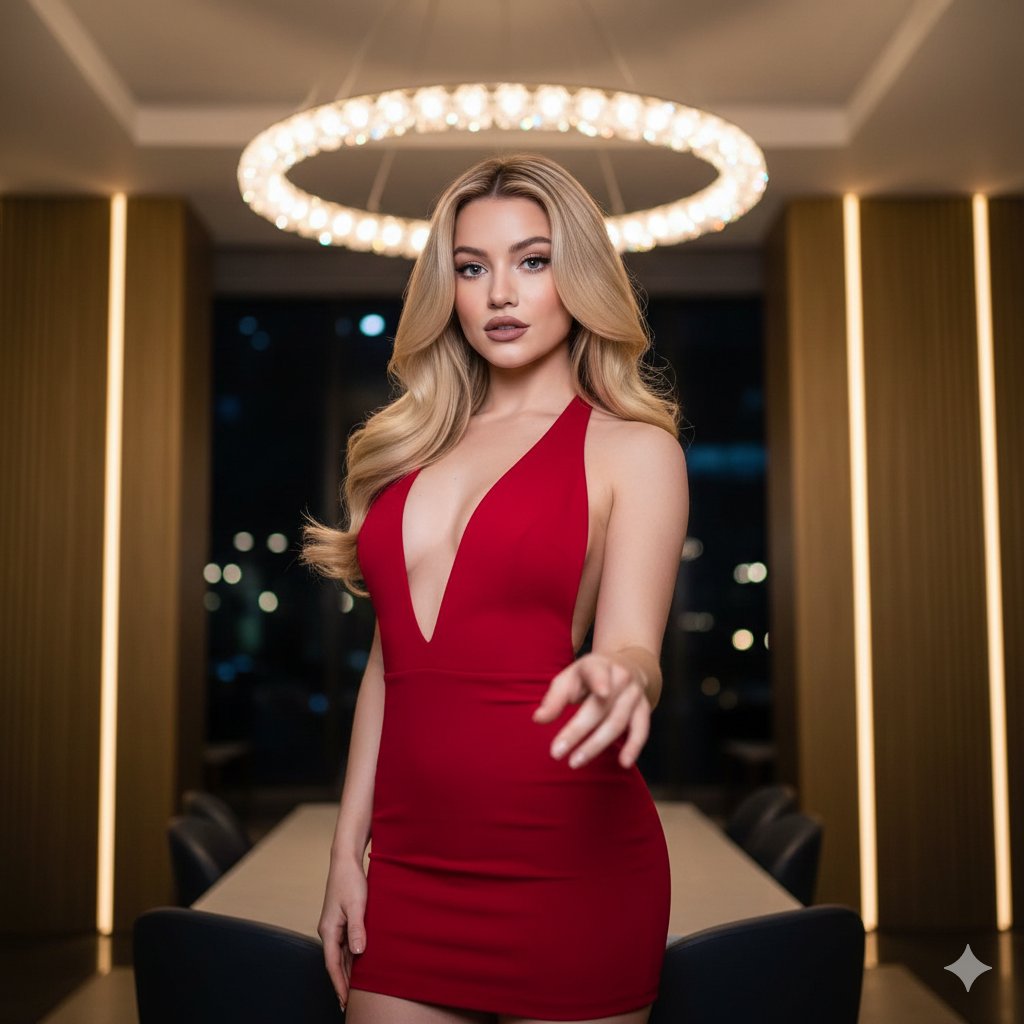 Profile / Avatar - Sydney Sweeney in Red Halter Mini Dress Editorial - Image 1