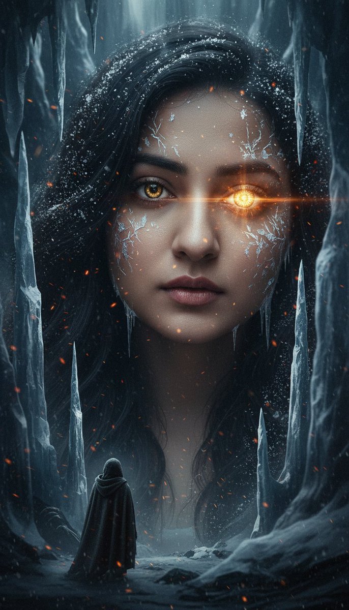 Poster / Flyer - Surreal Cinematic Fantasy Portrait with Fire and Ice - Image 1