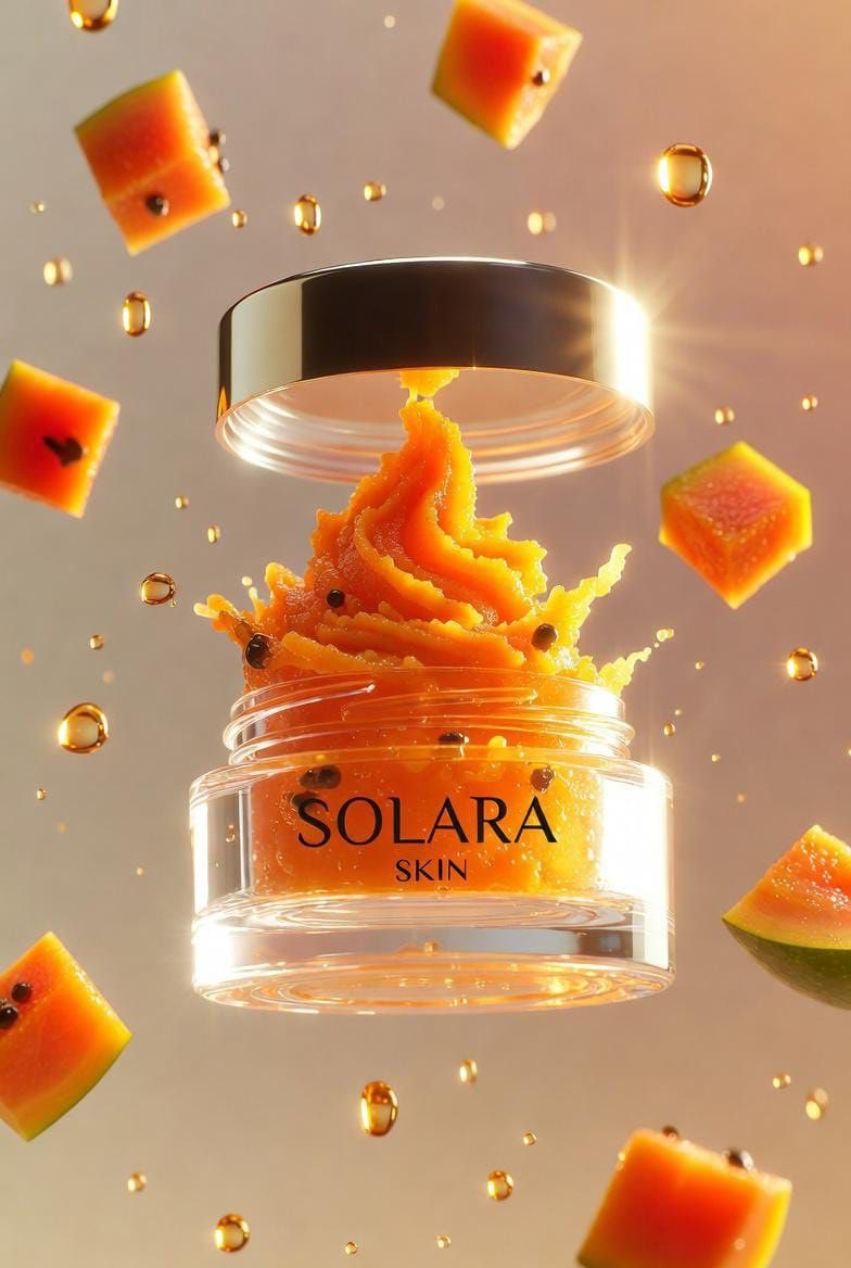 E-commerce Main Image - Hyperrealistic Luxury Product Photography of Papaya Scrub - Image 1
