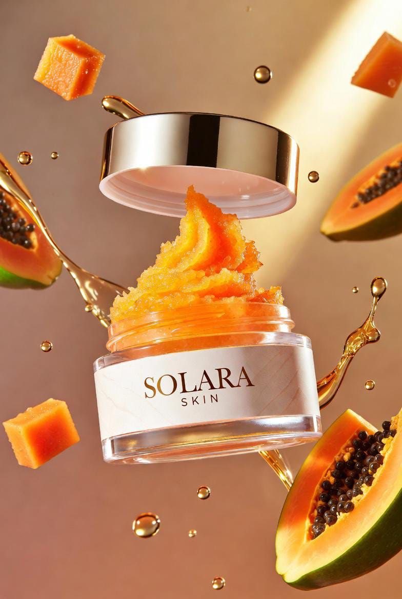 E-commerce Main Image - Hyperrealistic Luxury Product Photography of Papaya Scrub - Image 2