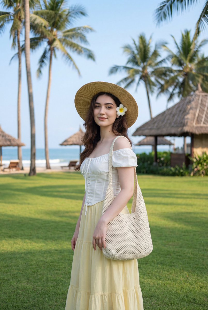 Tropical Lifestyle Portrait in Cottagecore Style