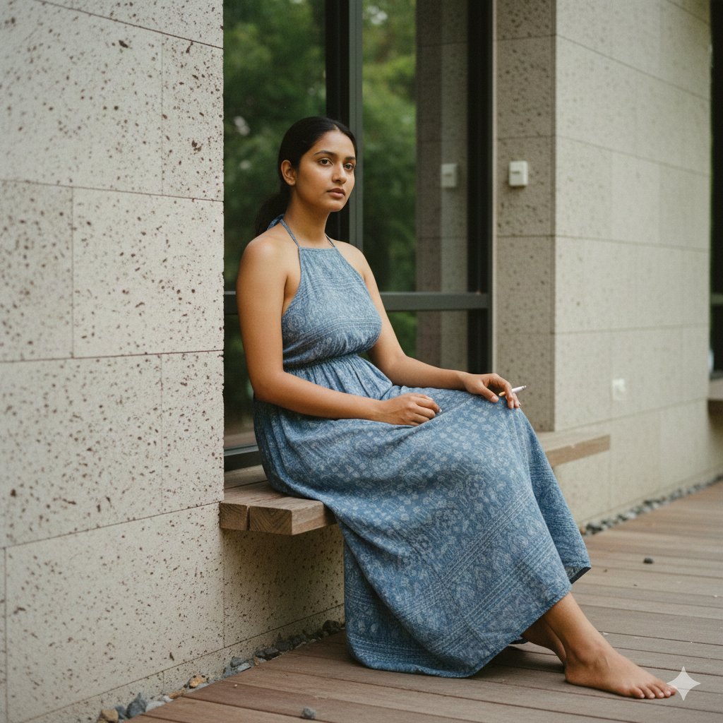 Ultra-Photoreal Editorial Candid of a Woman with a Cigarette 2