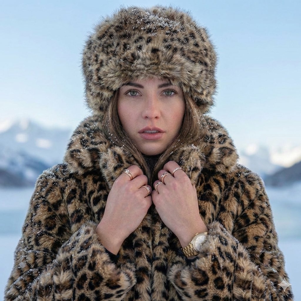 Close-up Portrait in Snowy Alpine Landscape