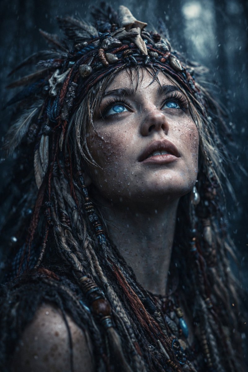 Ultra-Realistic Cinematic Close-up of Tribal Warrior Woman