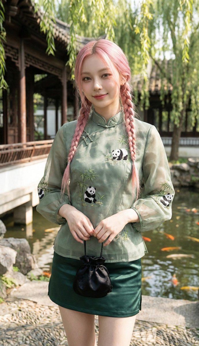 Ultra-Photorealistic Chinese Garden Fashion Portrait