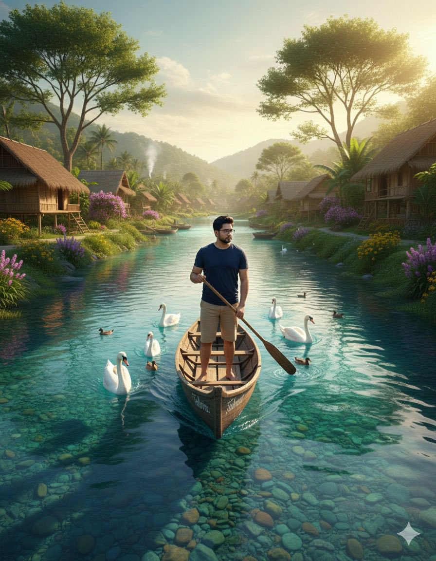 Cinematic Photograph of a Man in a Boat