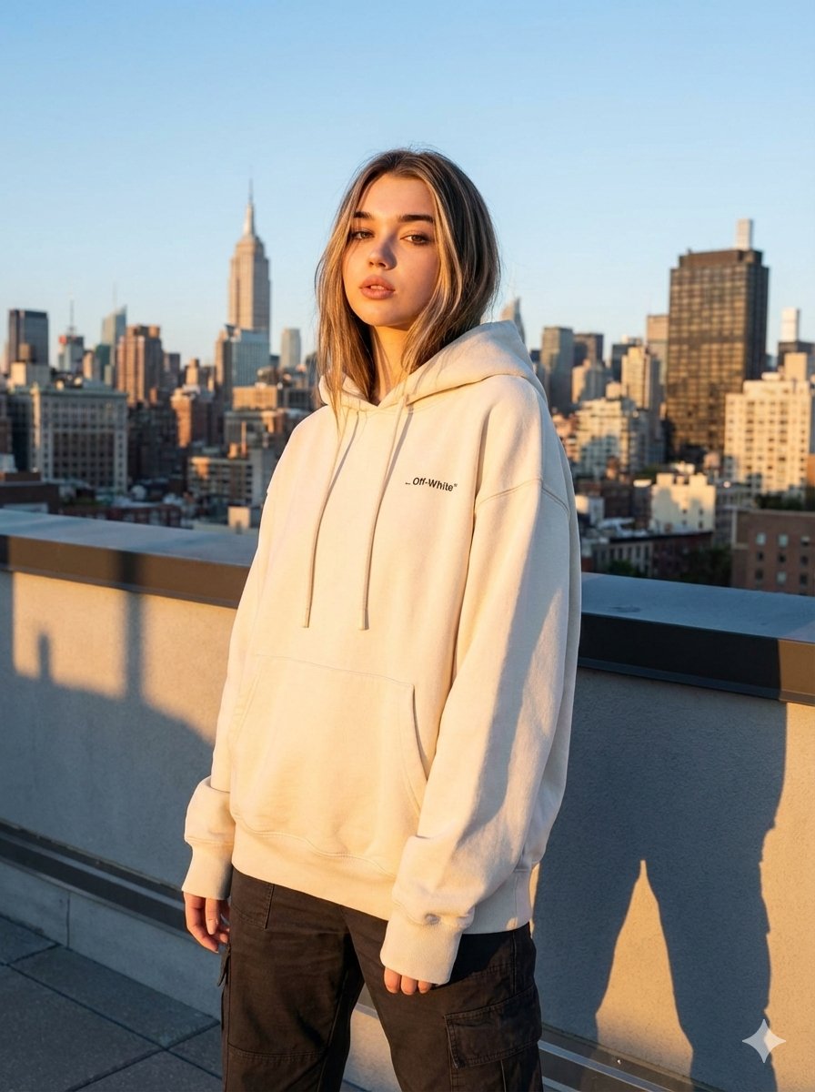 JSON Prompt for Editorial Fashion Photography on a Rooftop