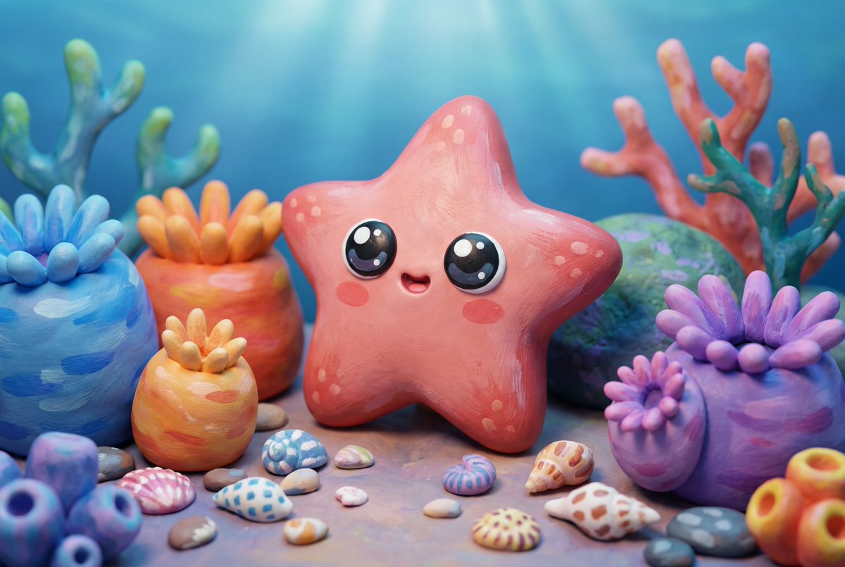Natural Language Prompt for Kawaii Starfish in Custom Chibi Style