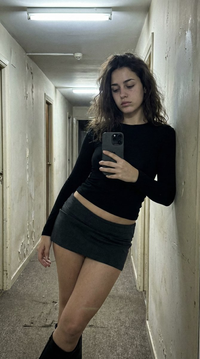 Ultra Photorealistic iPhone Selfie in an Empty Hallway