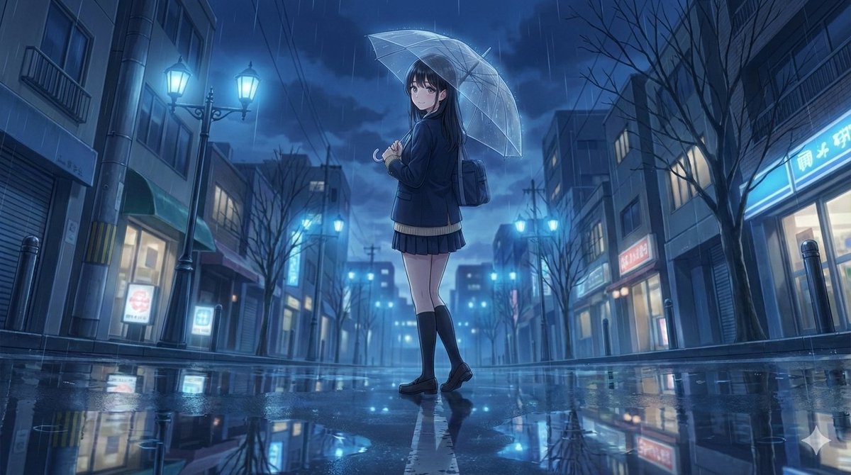 4K Anime Illustration of Girl in Rain