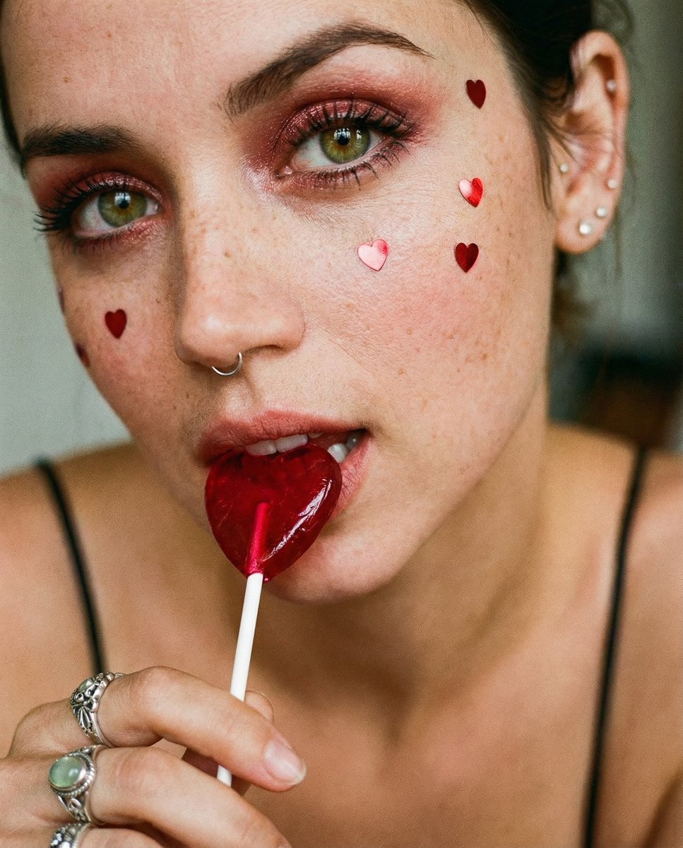 Coquette Soft Grunge Portrait with Lollipop