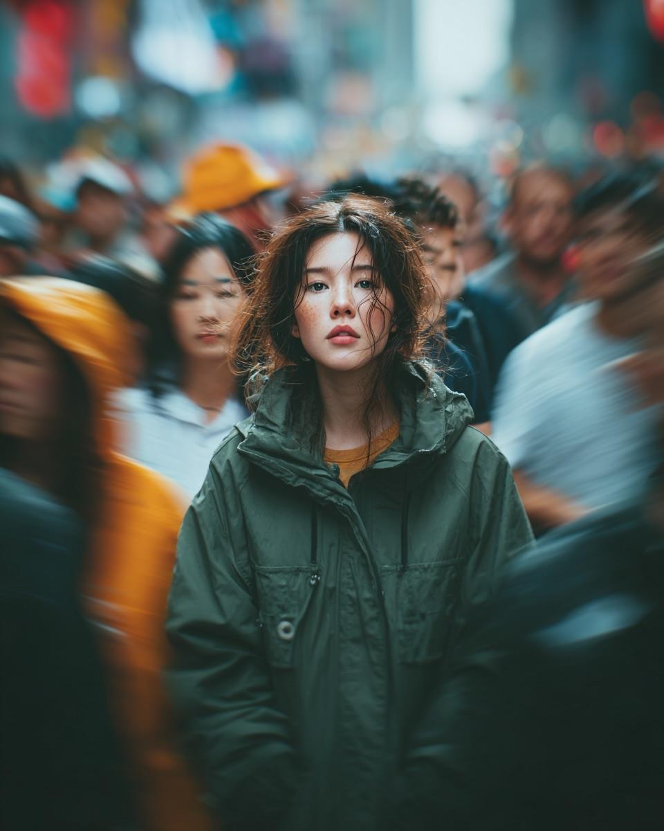 Candid Street Portrait with Motion Blur