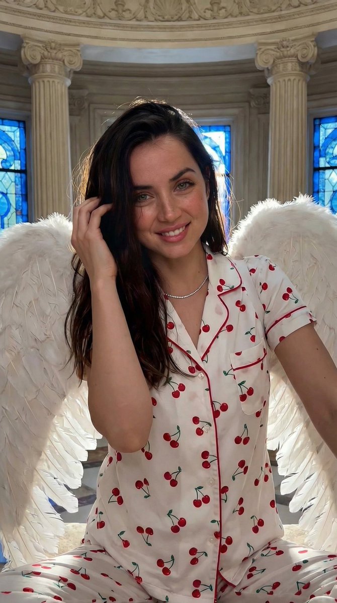 Strawberry Angel Low-Angle Portrait